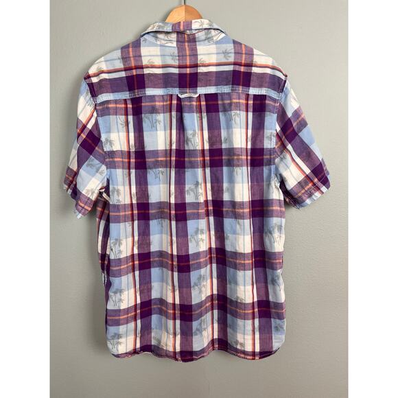 Tommy Bahama Mens L Double Flora Plaid Palm Tree Hawaiian Shirt Coastal Resort - Picture 2 of 12